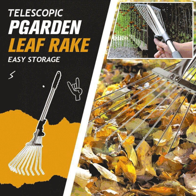 

Telescopic Garden Leaves Sweeping Rake Stainless Steel Portable 9 Teeth Garden Rake Garden Leaf Cleaning Tools Dropshipping