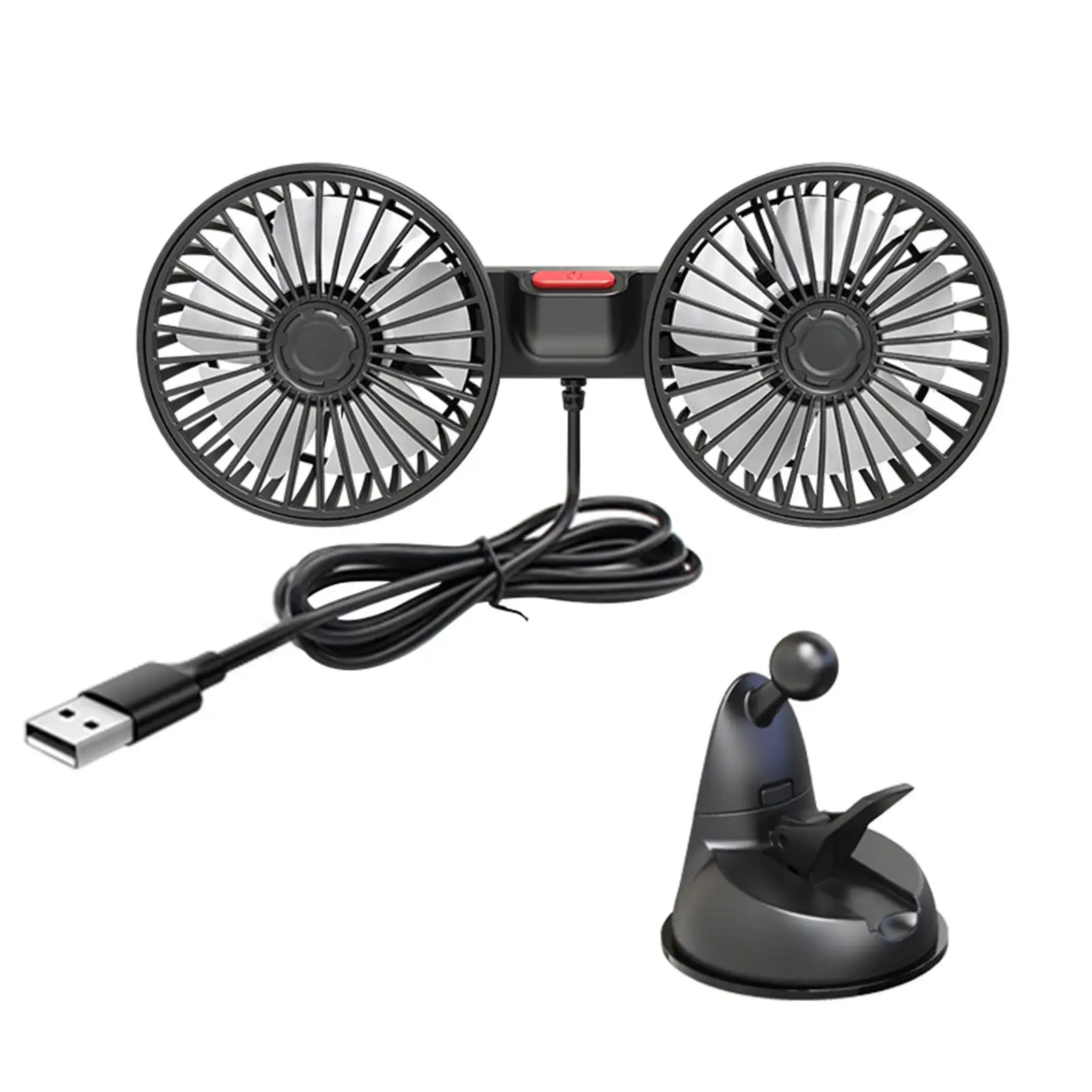 

Car Electric Fan 5V 10W 3 Speeds USB Air Cooler for Dashboard Truck RV