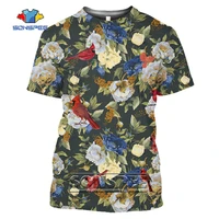 sonspee parrot t shirt men flower tshirt hip hop tee animal bird 3d print t shirt women clothing casual tops mens sports shirt
