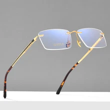 Ultralight Pure Titanium Rimless Men Glasses Frame Eyewear Square Eyeglasses Myopia Prescription Spectacles Frameless 