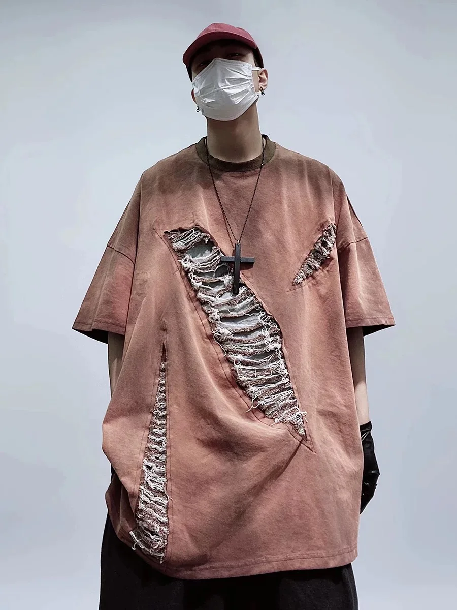 Тяжелая футболка с коротким рукавом в американском стиле хип-хоп модный