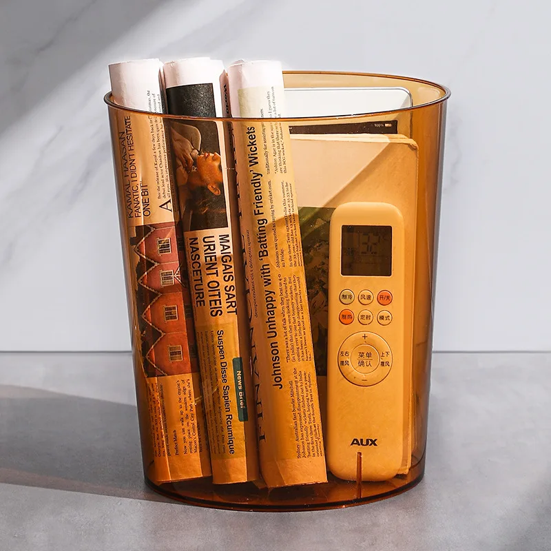 

Creative Simple Transparent Trash Can Domestic Toilet Bathroom Living Room Light Luxury Kitchen Bedroom Office Trash Can