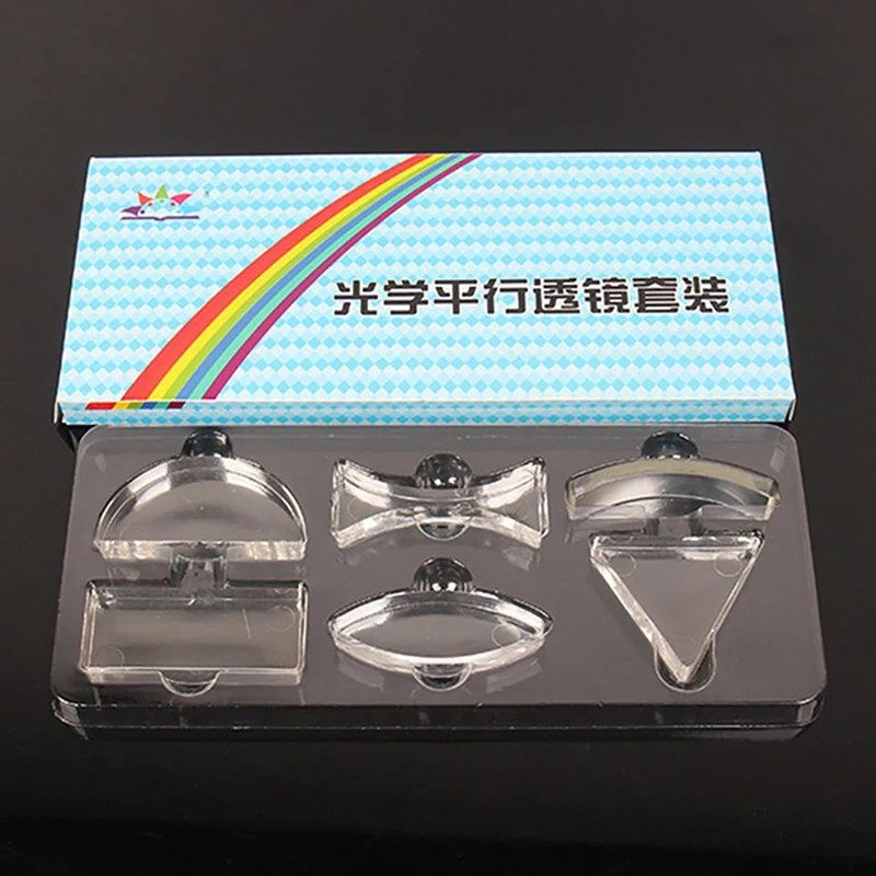 

6 Pcs Acrylic Optical Concave Convex Prism Lens Set for Primary Secondary School Students Physical Optical Kit Lab Equipment