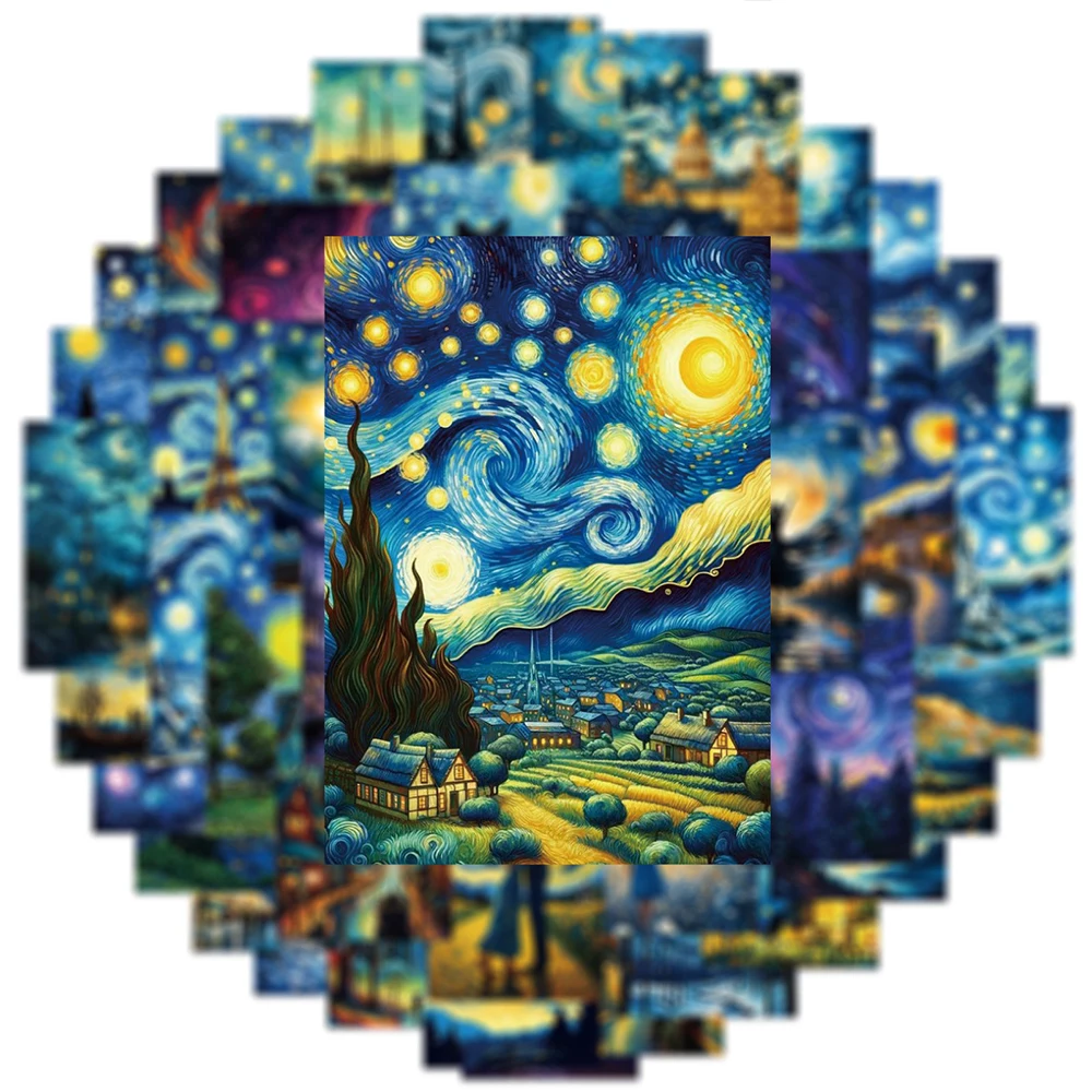 Винтажная картина маслом звездного неба 10/30/50 шт. эстетические наклейки граффити