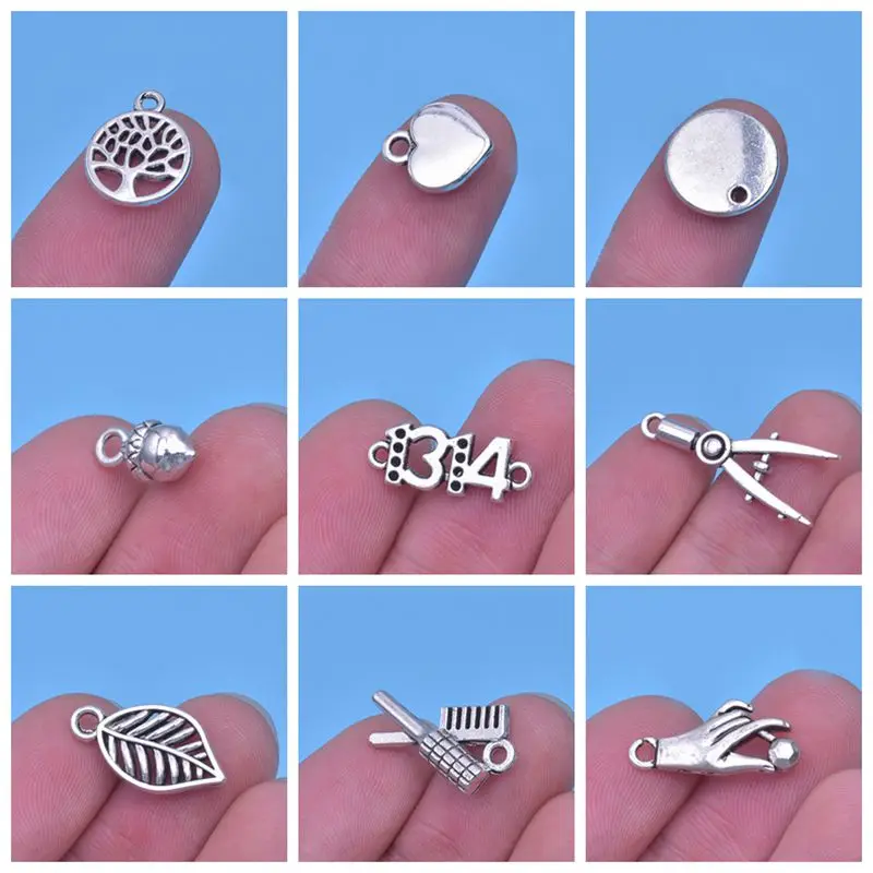 

30pcs/lot Antique Silver Alloy Charms Leaf,Hand Pine cone Pendant diy Bracelets Accessories Charm for Jewelry Making Materials