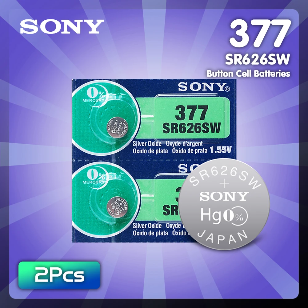 

2pcs Sony 1.55V AG4 Battery SR626 377 LR626 LR66 SR66 SR626SW 377A Button Cell Watch Coin G4 Batteries For Gadgets Watches