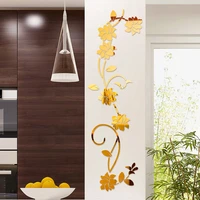 finely carved 3d floral rattan acrylic wall sticker peel off solid home decor accessories suitable for living room bedroom