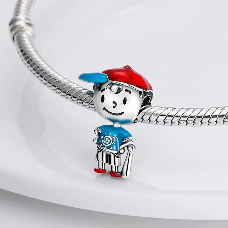 925 Silver Little Girl Boy Charm Princess Prince Dog Cat Beads fit Original Pandora Bracelet Bangle Jewelry Child Gift images - 6