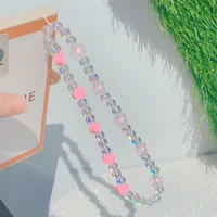 cute candy color flower mobile strap phone charm women girls heart resin phone case chain pendant anti lost lanyard jewelry gift