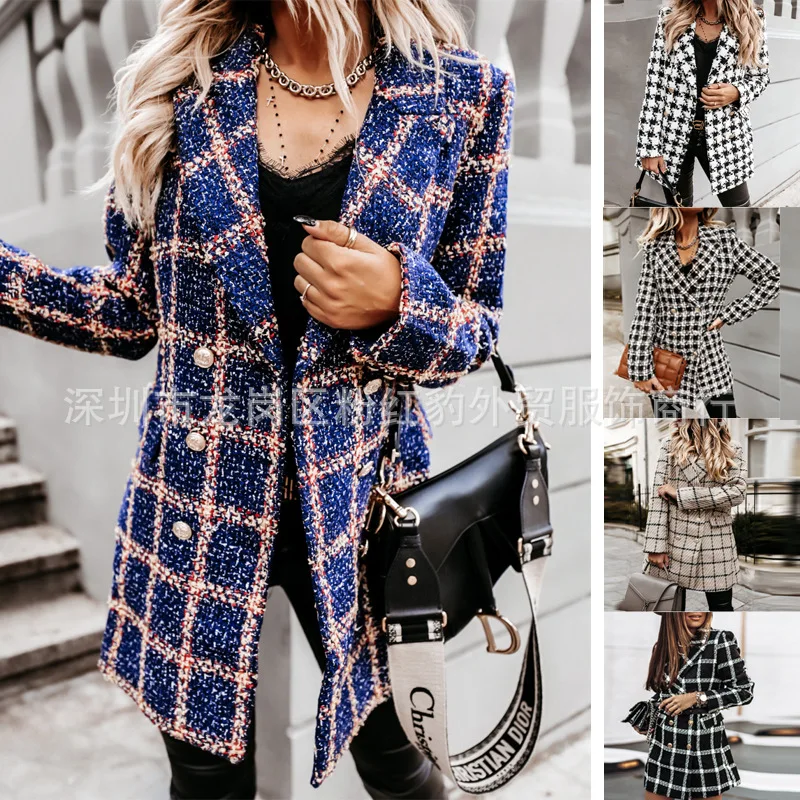 

Double Breasted Women Coat Long Sleeved Woolen Jacket Women's Autumn and Winter Long Coat Women Winter Jacket