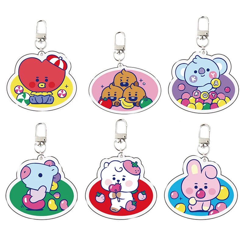 

Kawaii Kpop Bt21 Аниме брелки мультфильм любовь коала фрукты прозрачный акриловый брелок для девушек сердце подвесные аксессуары для сумок подарк...