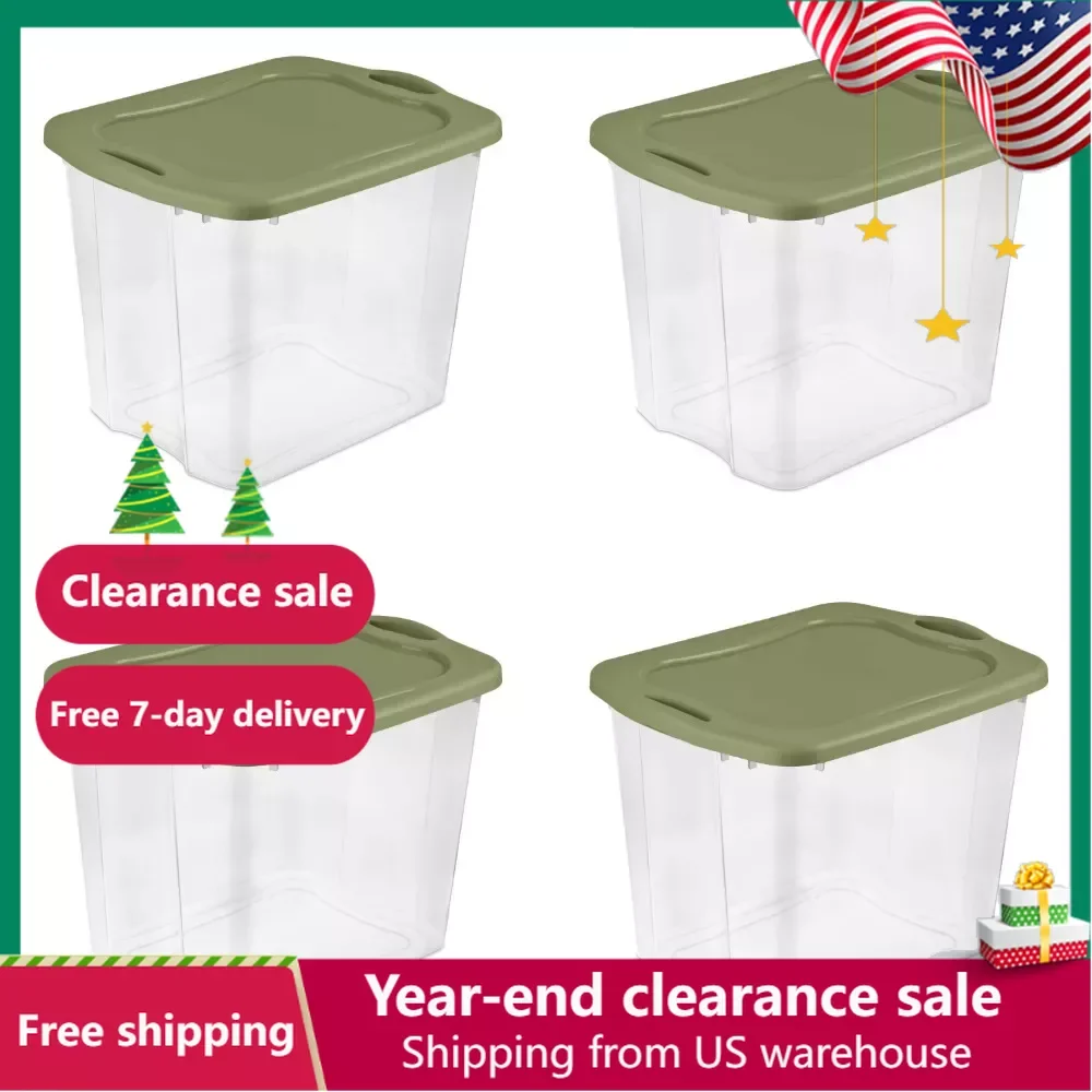 

Plastic Box Organizer Set of 4 Clear/Sage Legume Storage Boxes for Bedroom Free Shipping 95 Qt. EZ Carry Plastic Containers Home