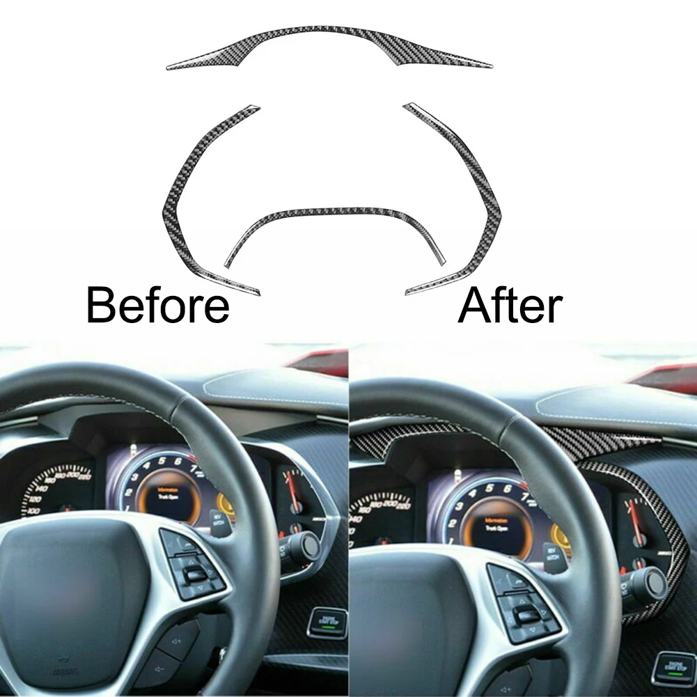 

4Pcs/Set Carbon Fiber Center Console Dashboard Panel Decor Trim Sticker For Chevrolet Corvette C7 2014-19