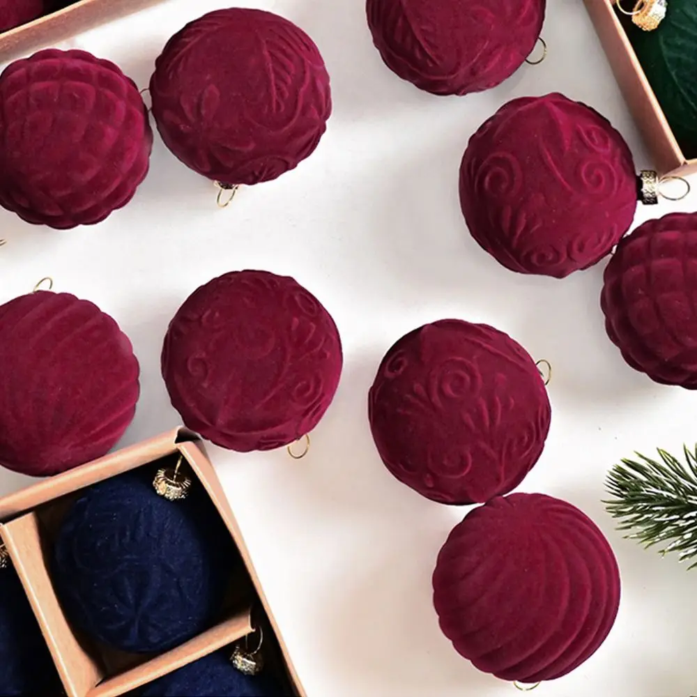 20 шт. 6 см флокированный рождественский шар подвеска небьющиеся бархатные