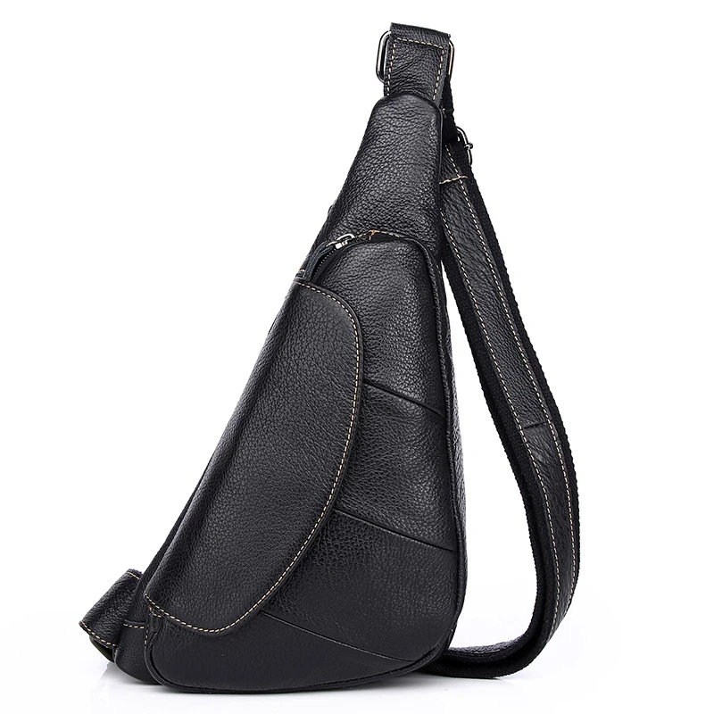 

New leather breast bag personality dumpling shaped crossbody bag single shoulder chest bag casual men breast bag