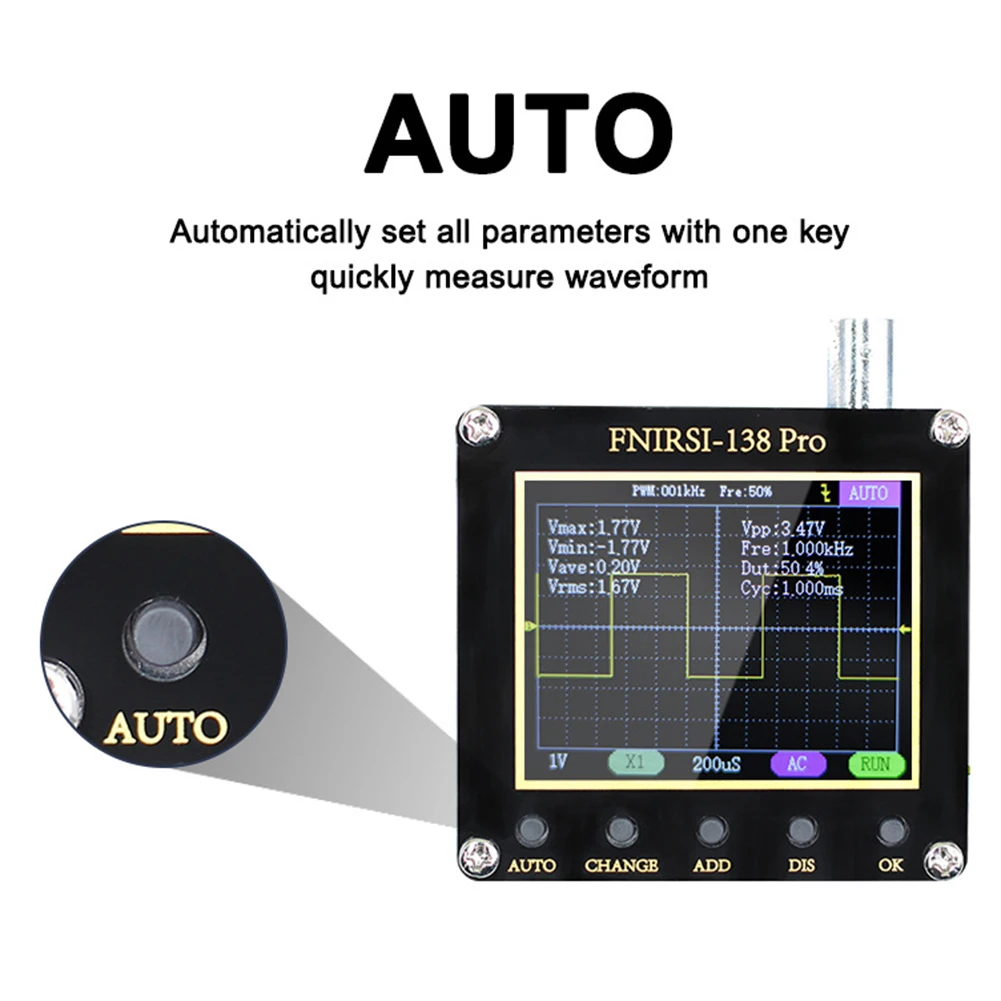 

FNIRSI-138 PRO LCD Digital Oscilloscope Small 2.5MS/s 200KHz Oscilloscope Analog Bandwidth Support AUTO Firmware Update