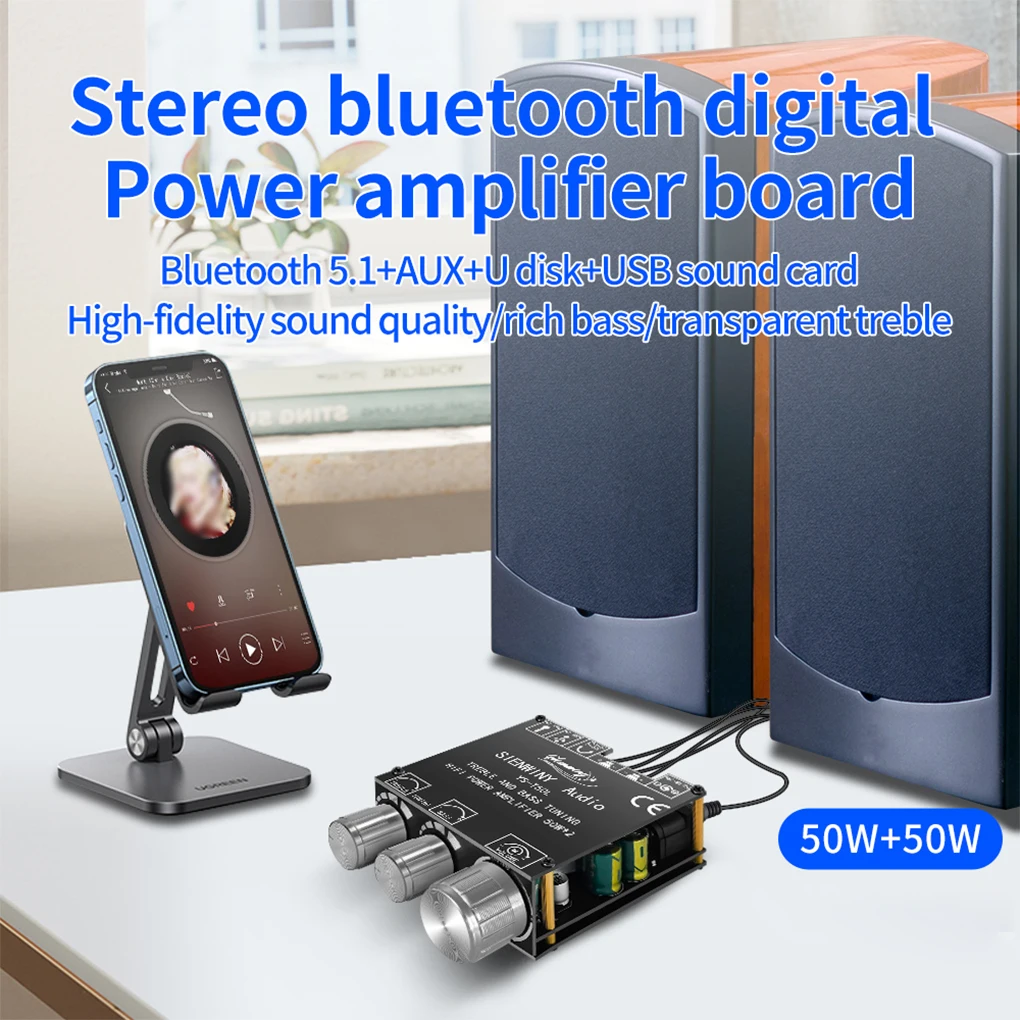 

Audio Amplifier Sound Board Subwoofer Speaker Quick Connection Powerful Version 5 0 Home Bass Adjustment Digital Amplifiers