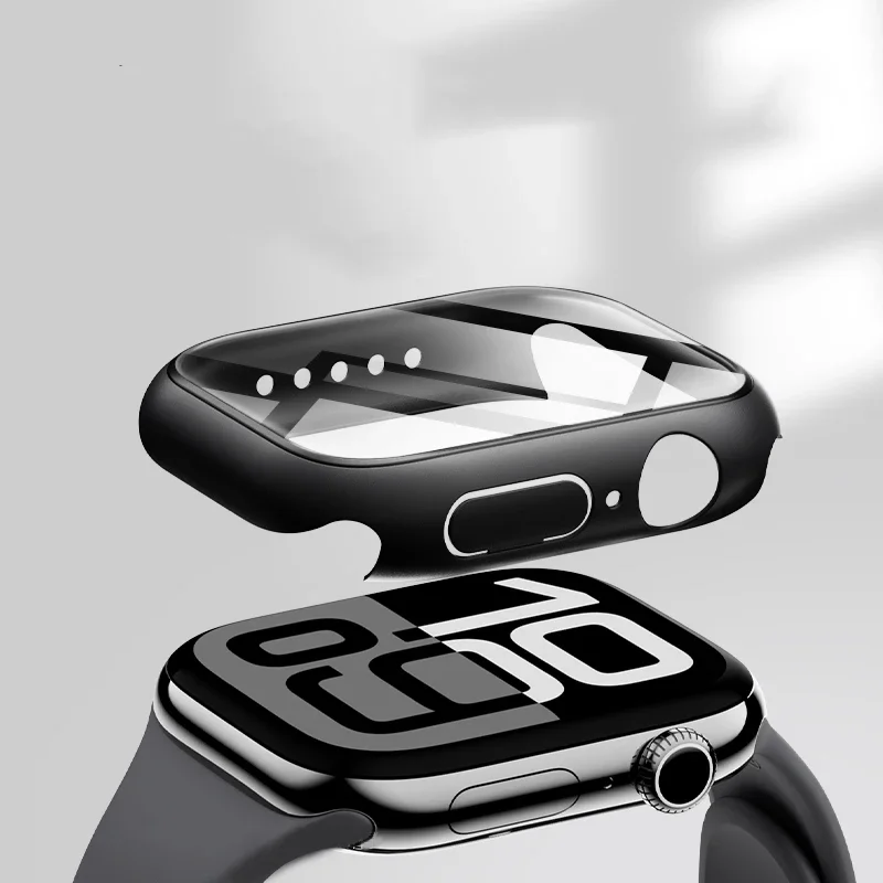 Фото Закаленное стекло + чехол для Apple Watch 10, 42 мм, 46 мм, матовый жесткий бампер для ПК, защитный чехол для экрана iWatch series 10, 42/46, аксессуары №4