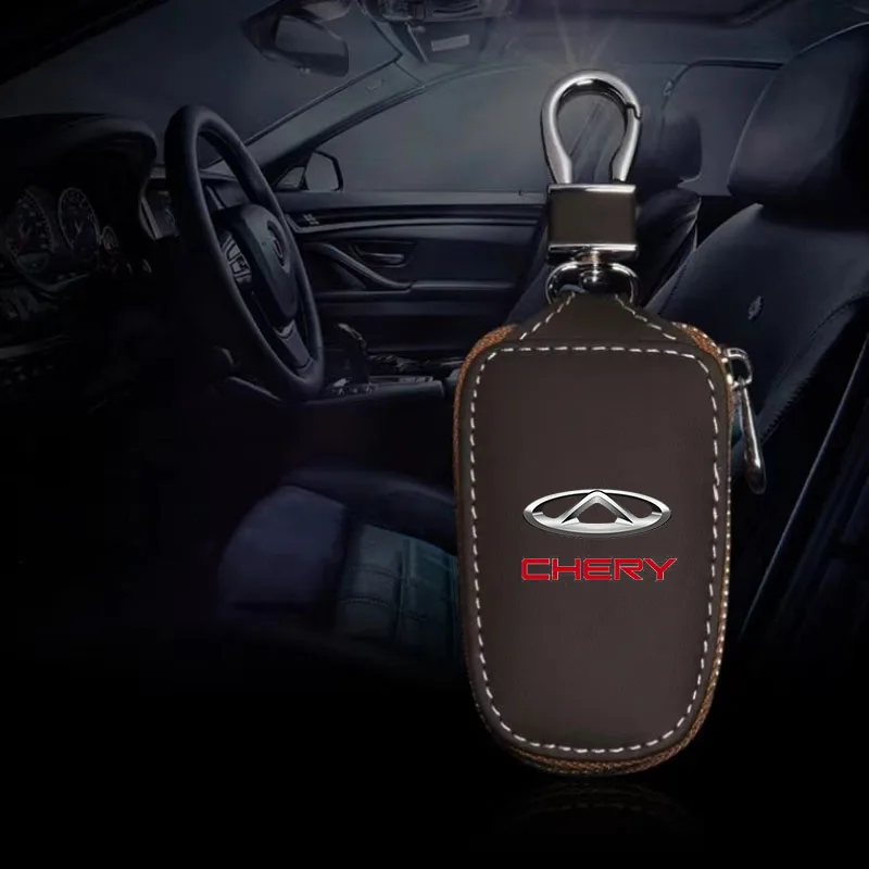 

Leather Car Key Protection Shell Bag Carbon Filber Car Key Case Car Keychain for CHERY TIGGO 3 4 5 5X 6 7 8 PRO Car Accessories