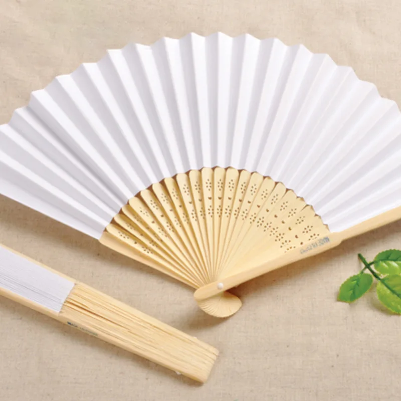 

20/30/50Pcs/lot 21cm White Color paper DIY Hand Fan, Chinese Folding Hand Fan Wedding Party Promotion Favor (16 Colors)