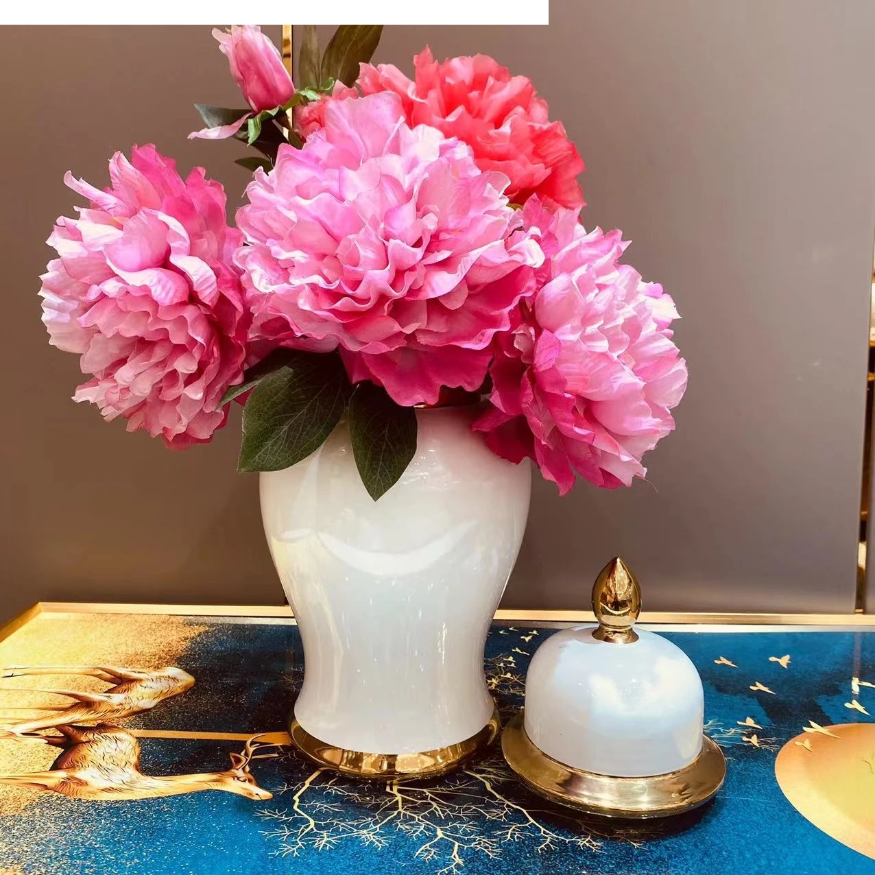 Керамическая банка для клетчатойmate с золотым градиентом декоративная имбирная