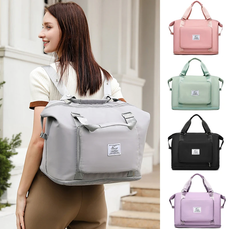 TINYAT Traveling Bags For Ladies Foldable Women Travel Backpack Sports Gym Yoga Waterproof Bag Large Capacity Duffle Handbag