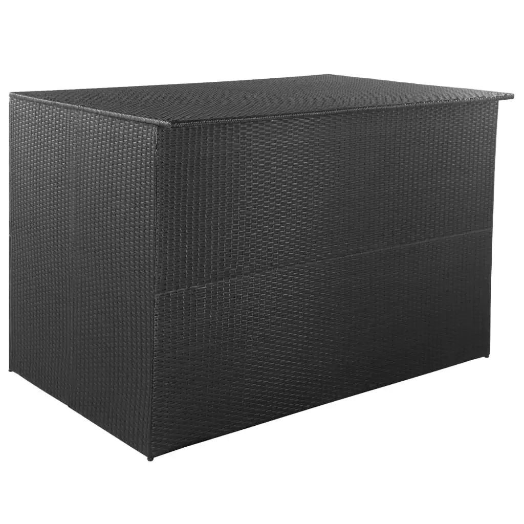 

Outdoor Patio Storage Box Outside Garden Deck Cabinet Furniture Seating Black 59"x39.4"x39.4" Poly Rattan
