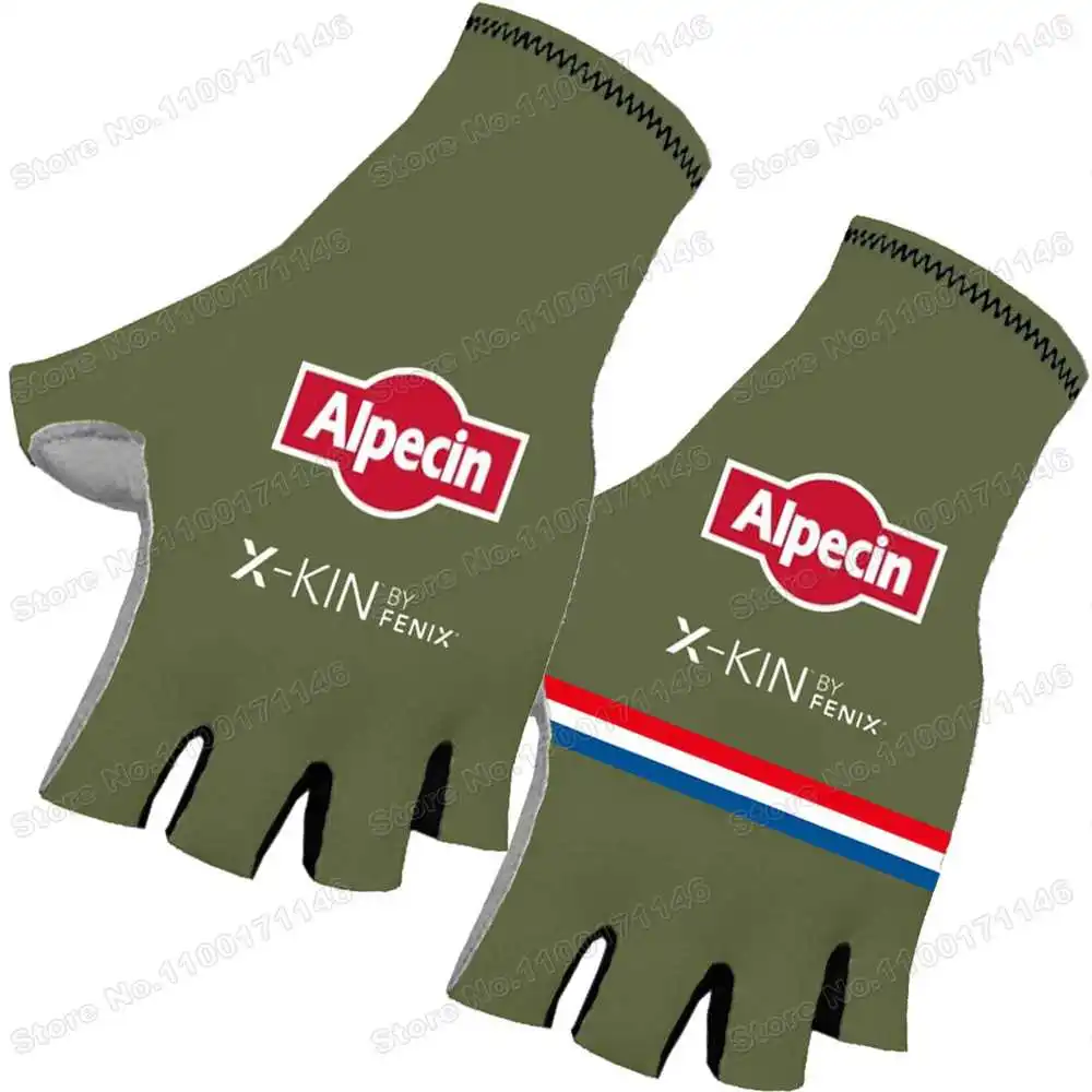 

2022 Alpecin Fenix Cycling Gloves Netherland Champion Mathieu van der Poel Gel Half Finger Bicycle Jerseys Glove Mountain Road
