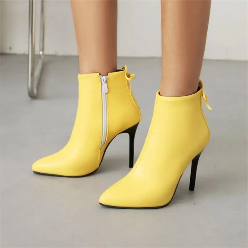 

Women Sexy Ankle Boots Solid Color Stitching Pointed PU Back Lace Side Zipper Fashion Nightclub Street Everyday Women Shoes