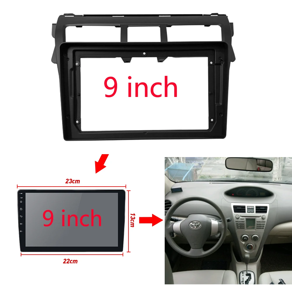 

BYNCG 9 inch Car Radio Fascias Fit for Toyota Vios Yaris Sedan Belta Dash Refitting Installation Android player Kit Stereo Panel