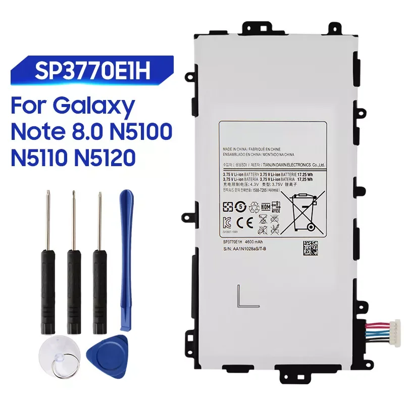 

Replacement Battery For Samsung Galaxy Note 8.0 N5120 N5100 N5110 Rechargeable Tablet Battery SP3770E1H 4600mAh