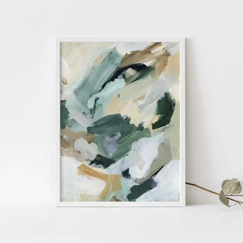 

Abstract Painting Green And Beige Tones Contemporary Wall Art Canvas Hand Painted Oil Painting Contemporary Wall Art No Framed