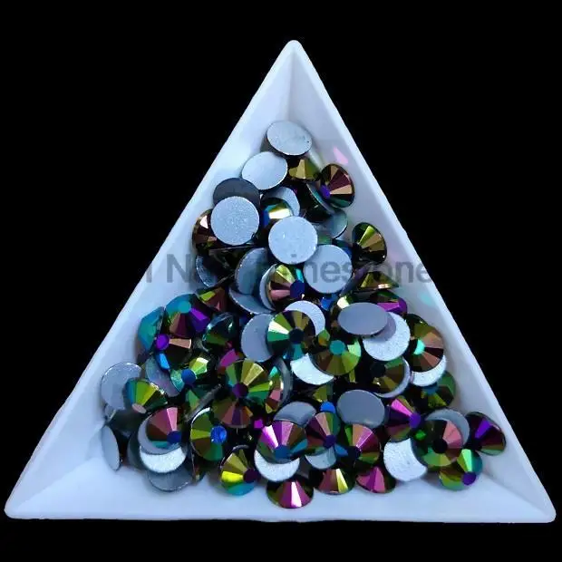 

1440pcs/pack All Size SS3-30 Metal Green Flat Back Non HotFix Nail art Rhinestone Glass Decorations Garment Mix Rhinestone