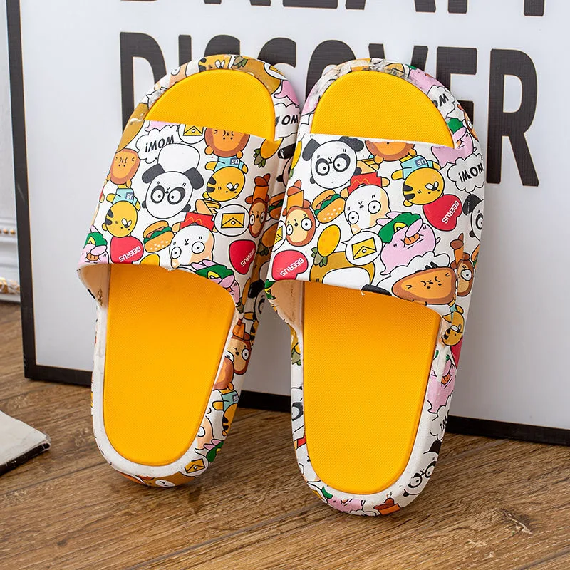 

Summer Women Slippers Non-Slip Bathroom Soft Thick Bottom Slides Beach Pool Cloud Platform Sandals Unisex Cartoon Graffiti Shoes