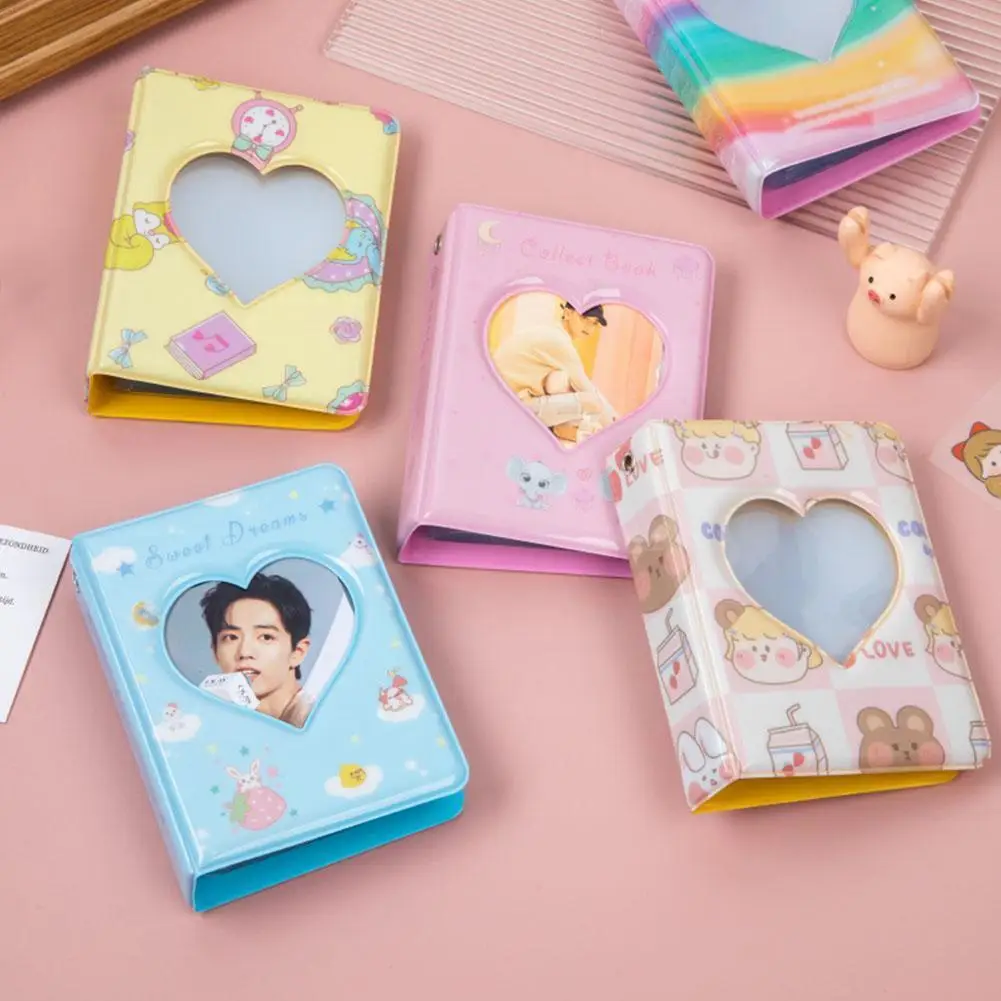 

Cute Cartoon Photo Album 3 Inch Love Heart Hollow Picture Binder Book Case Name Storage Book Photocard Card Card Storage Ho J9Q0