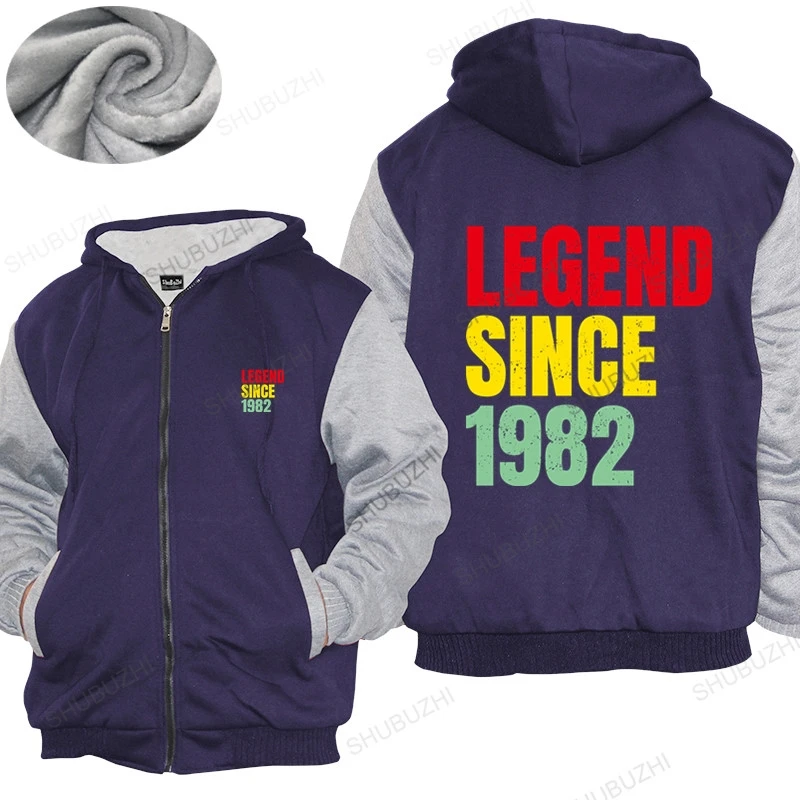 

Cotton warm coat Men winter zipper Tops Retro 39th Birthday Gift warm coat Legend Since 1982 hooded Cotton Brand thick hoody