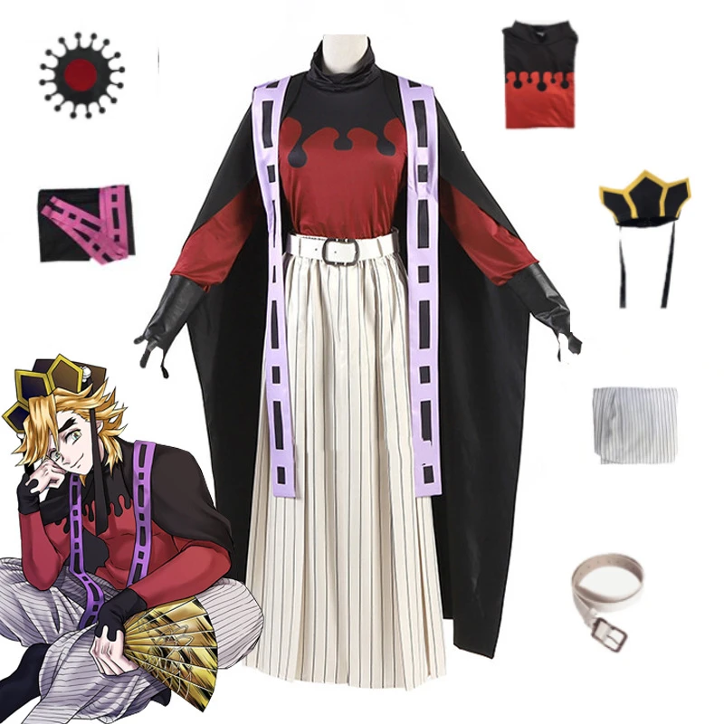 

Anime Demon Slayer Cosplay Costume kimetsu no Yaiba Junni Wig Dress Uniform Kitsuki Douma Outfit Halloween Costumes For Women