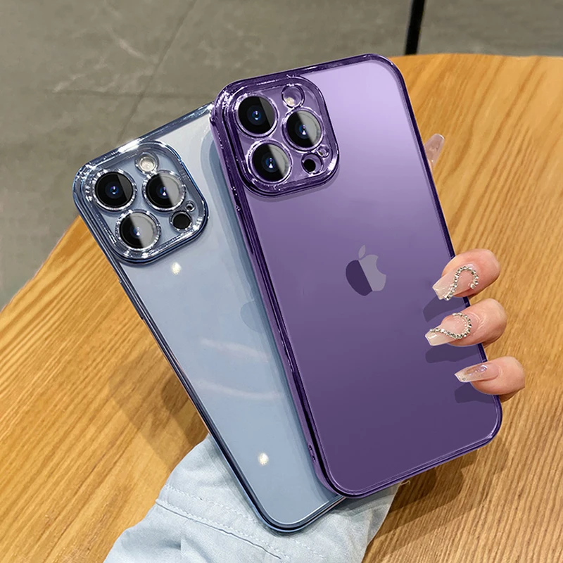 Роскошный прозрачный чехол с квадратным покрытием для телефона iPhone 14 13 12 11 Pro Max Mini