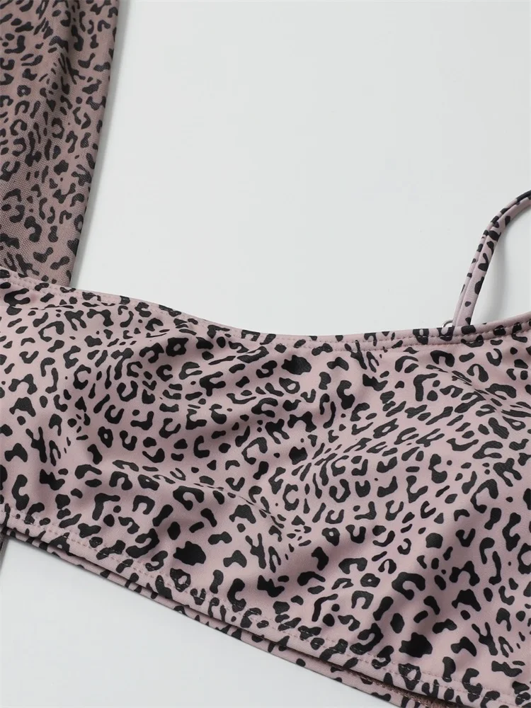 Бикини Miyouj в одно касание купальник с леопардовым принтом женский