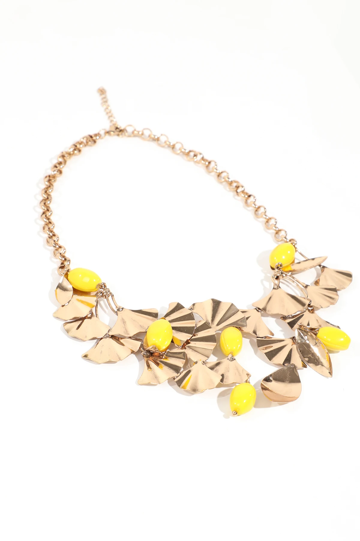 

Women's Gold Beaded Metal Chain Necklace