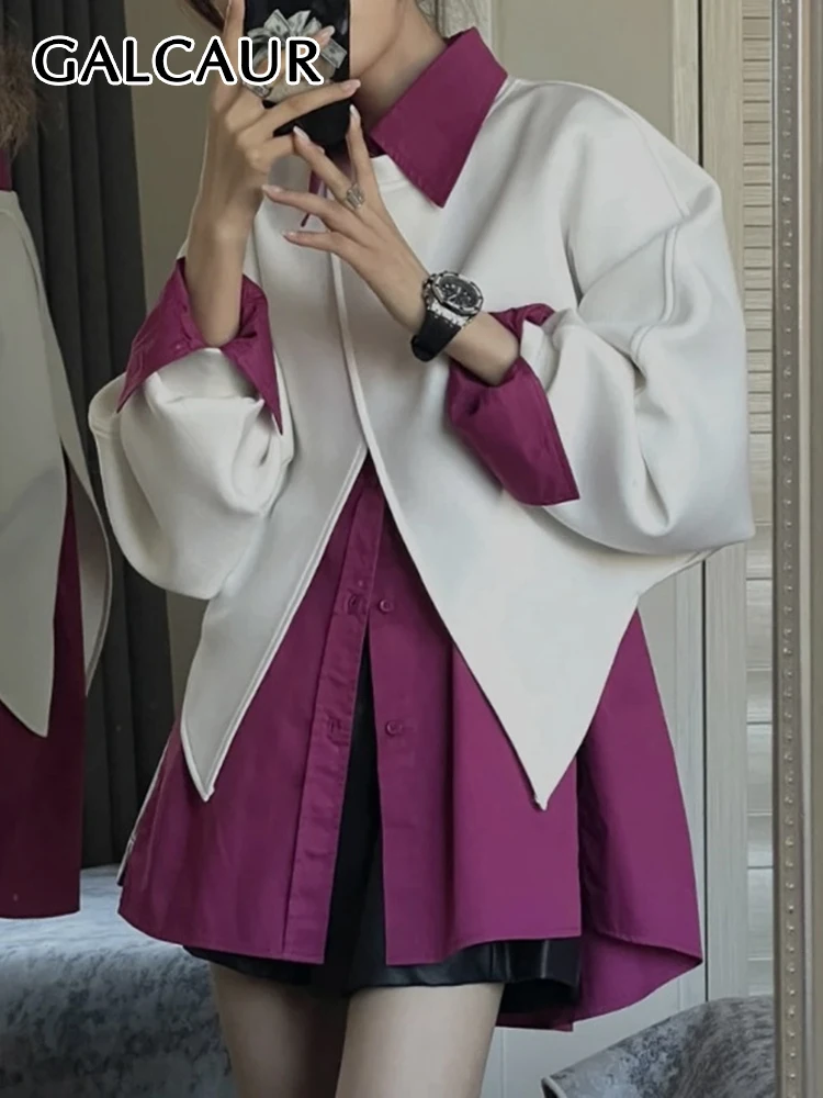 

Женский комплект из двух предметов GALCAUR, однобортная рубашка с отложным воротником и длинным рукавом, с круглым вырезом и асимметричным подолом, шикарный комплект