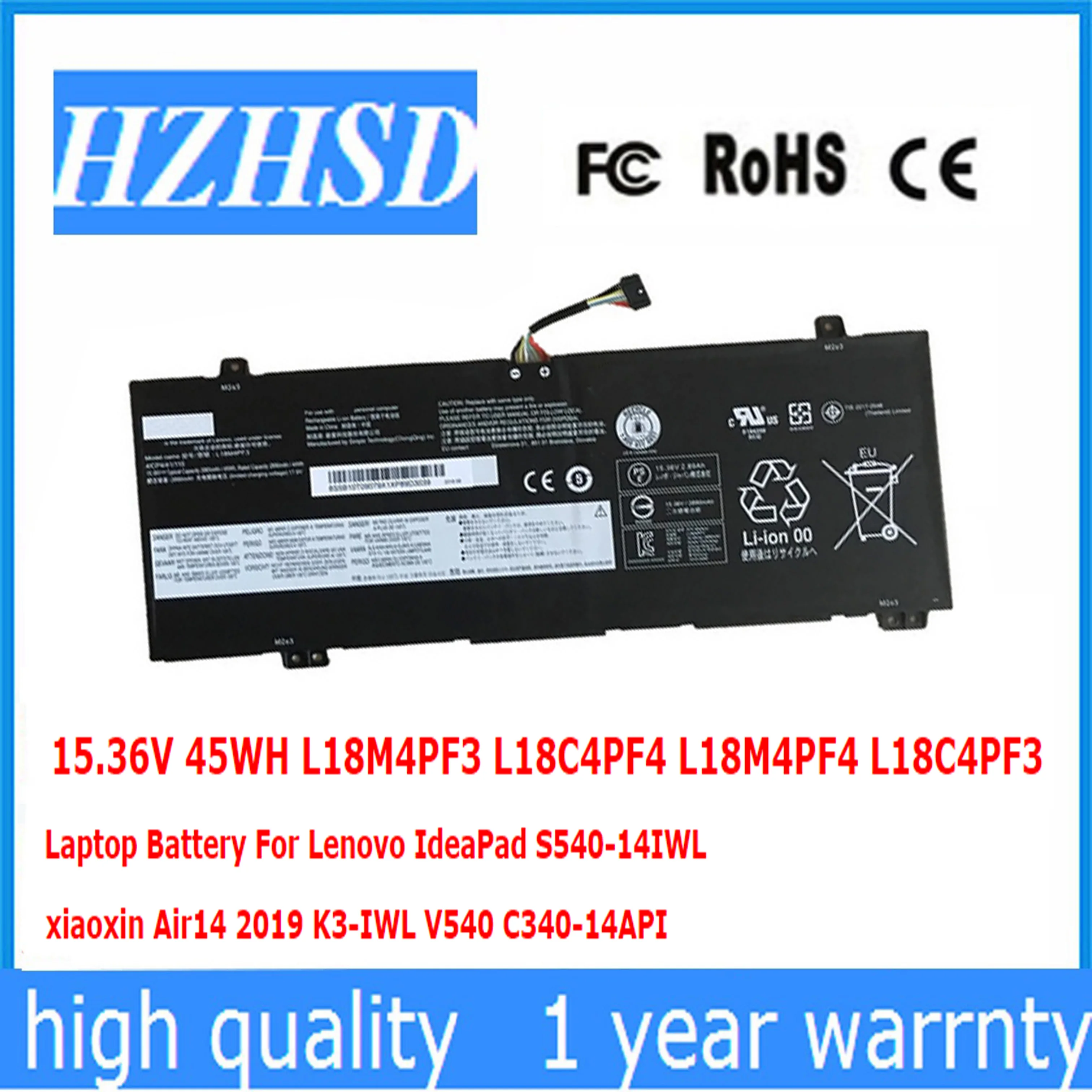 Аккумулятор для ноутбука Lenovo IdeaPad S540-14IWL xiaoxin Air14 15,36, 2019 в, 45 Вт/ч, L18M4PF3, L18C4PF4, L18M4PF4, L18C4PF3