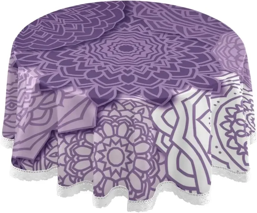 

Tablecloth Dining Decorative Purple Mandala Boho Table Covers for Wedding Party Banquet Hotel