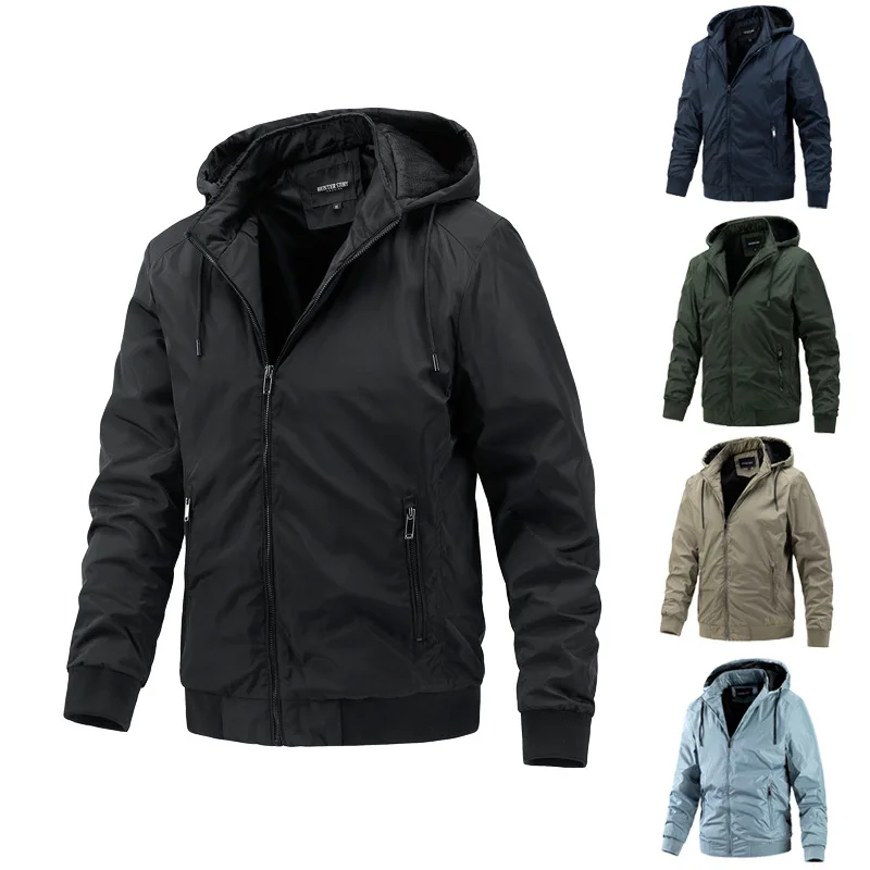 

2023 New Men's Spring and Autumn Detachable Hooded Jacket Casual Sports Thin Cotton Jacket Business Trend Men's Clothing