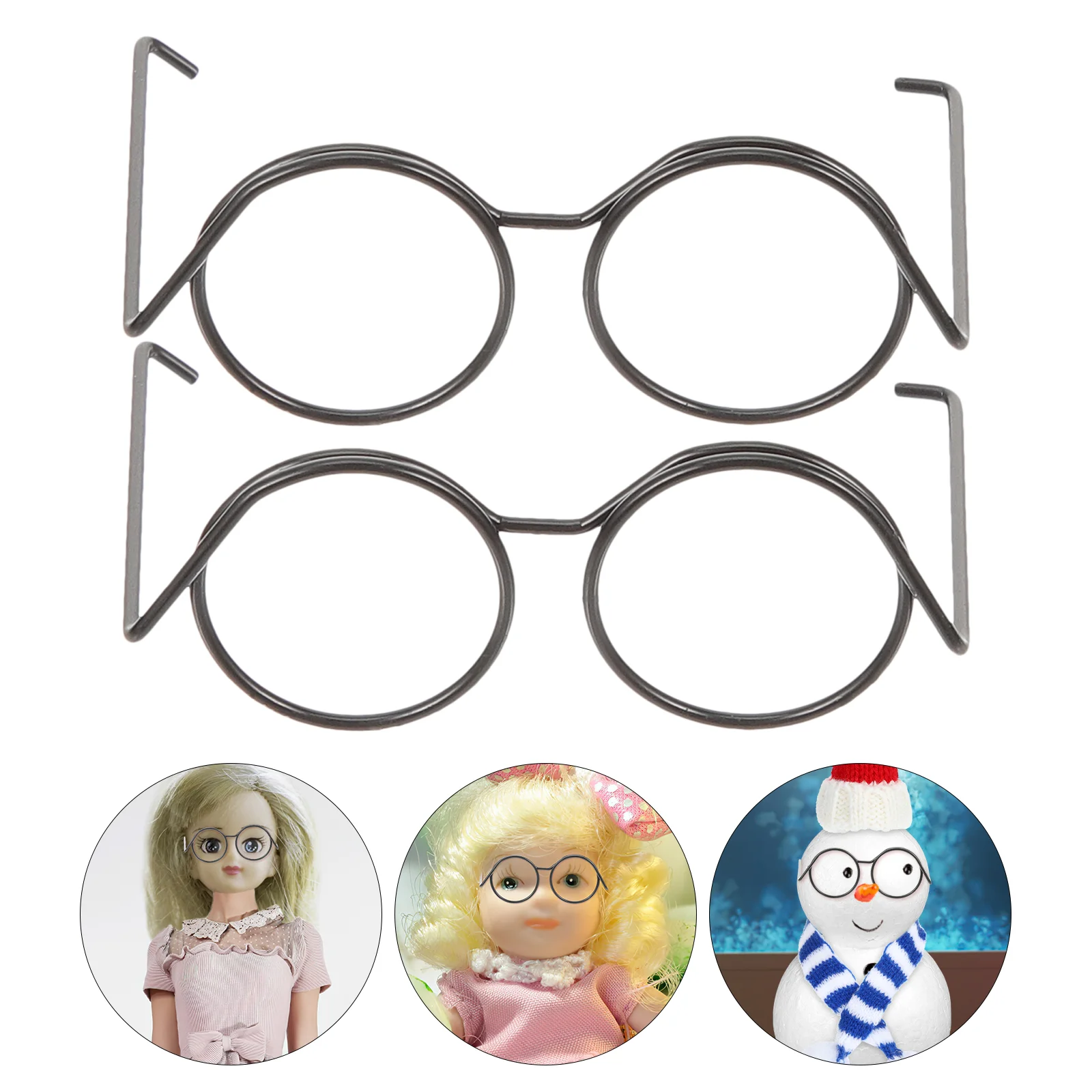 

Sewacc Doll Glasses Metal Wire Rim Doll Eyewear Mini Sunglasses Doll Dress Up Eyeglasses Mini Dolls Costume Accessories Black