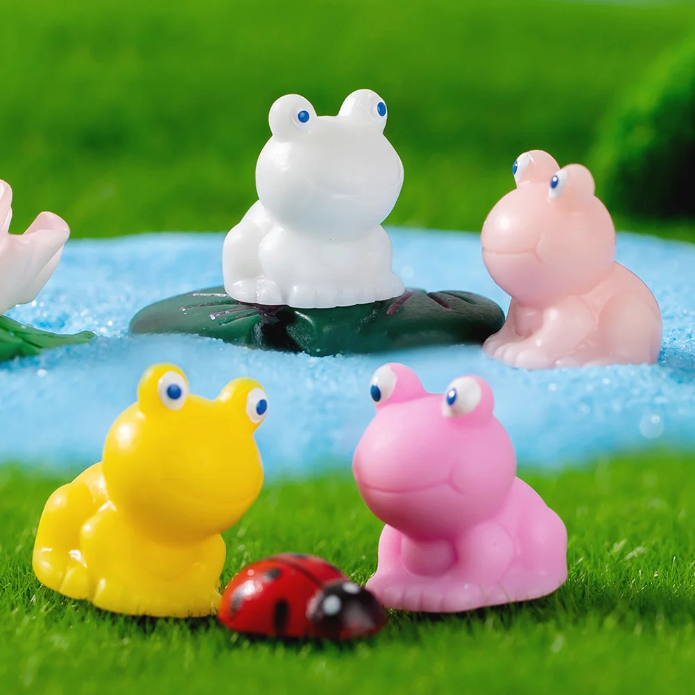 4 шт. маленькая скульптура лягушки солнечный декор прекрасная мини-фигурка микро
