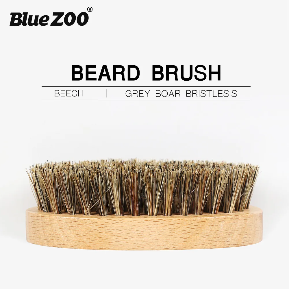 

Bluezoo Oval Beech wood beard brush men care Handle Barber Salon Beard Shaping Tool Beard Cleaning Tool Male Shaving Brush