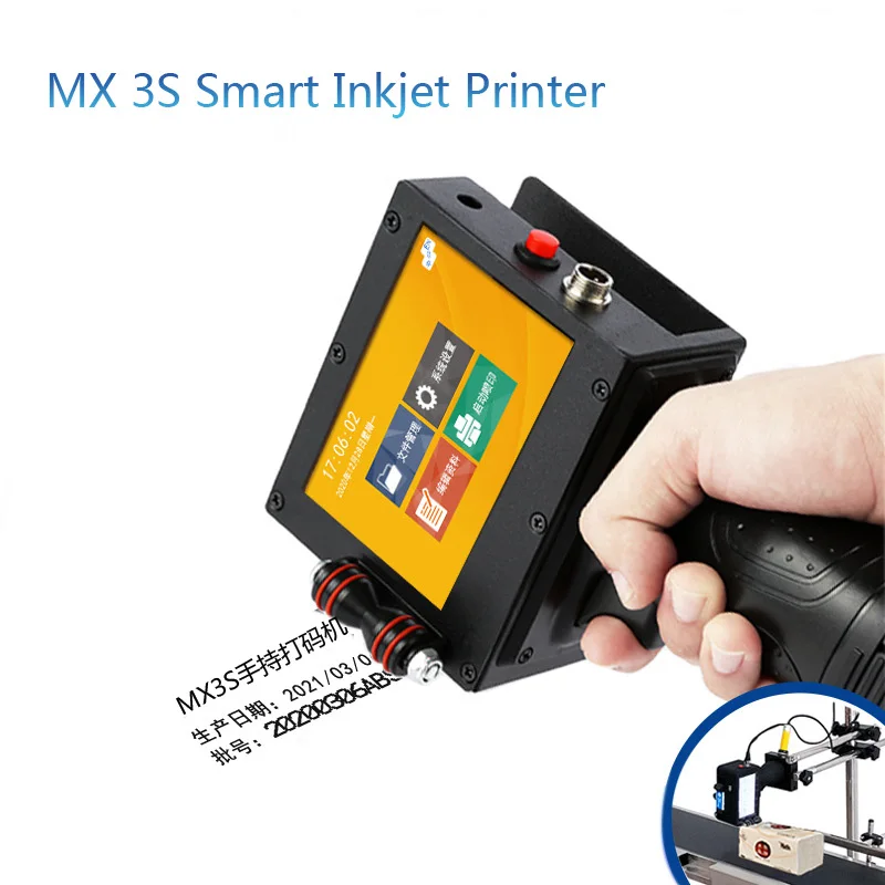 12.7mm Image Picture QR Code Serial Number Portable MX3S Printer Hand Jet Handheld Inkjet Printer 4.3 Inch Touch Screen Coder