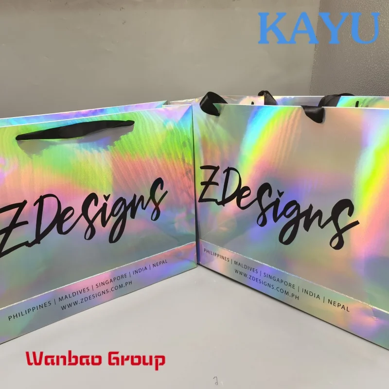 Customized Printed Holographic Paper Bags Recyclable Shopping Gift Bag With Your Own Logo For shoe packaging