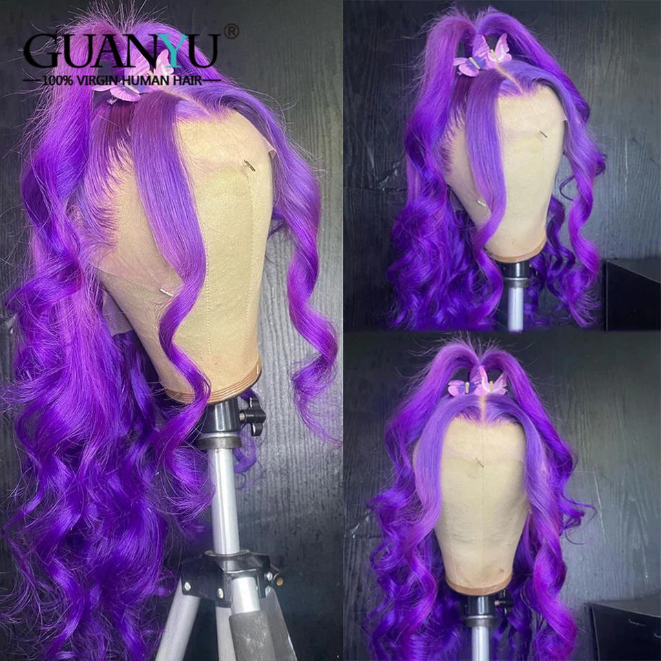 

Lace Frontal Wig Body Wave HD Transparent Wig Light Purple Lace Front Human Hair Wigs 4x4 Lace Closure Wig For Women Preplucked